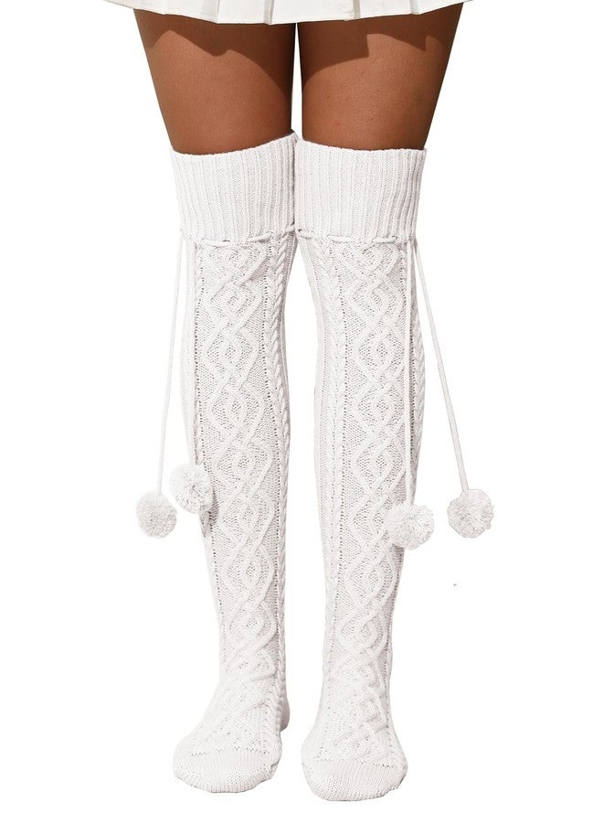 SherryDC Women's Cable Knit Thigh High Socks Over the Knee Leg Warmers Long Winter Boot Stockings - Image 1